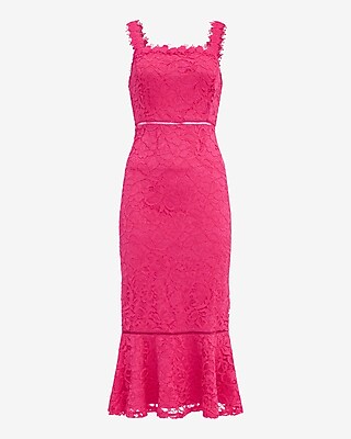 Lace Square Neck Sleeveless Midi Sheath Dress | Express