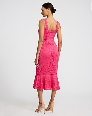 Lace Square Neck Sleeveless Midi Sheath Dress | Express