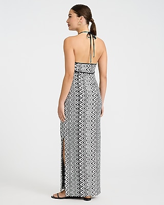 Crochet Halter V-Neck Sleeveless Maxi Sheath Dress