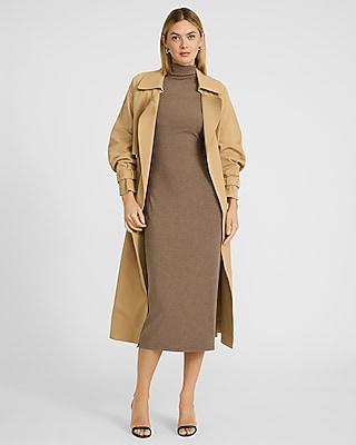 Mock Neck Long Sleeve Knit Midi Sheath Dress