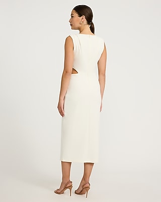 Crepe Hardware Cutout Midi Sheath Dress