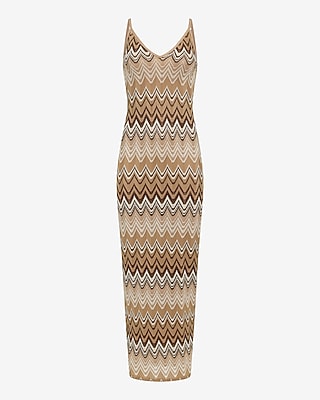 Crochet Chevron V-Neck Maxi Sheath Dress