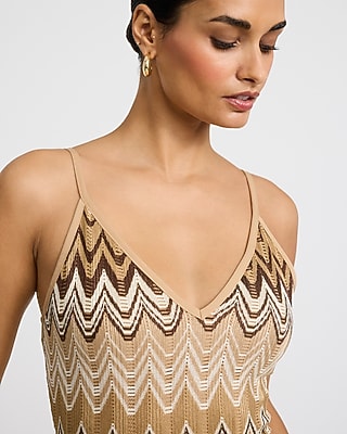 Crochet Chevron V-Neck Maxi Sheath Dress