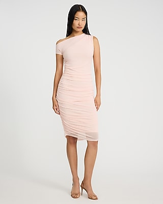 Express Women's Fold Over Off The Shoulder Midi Sweater Dress in Pink Medium