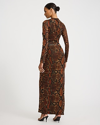 snakeskin dress Print Mesh Mock Neck Wrap Ruched Maxi skimming fit bring easy Clothing Size:S Mango thumbnails:mens-everyday-shirt Black Boat Neck Flowy