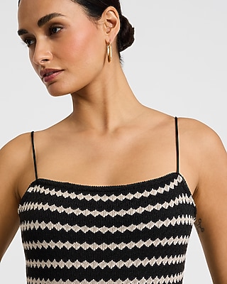 le lis square brand neck cut out crochet midi dress Nellis Square Crochet Knit Midi Dress in Ecru