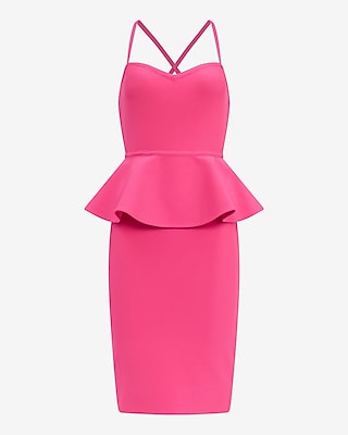 EXPRESS x bebe Sweetheart Peplum Bandage Midi Dress