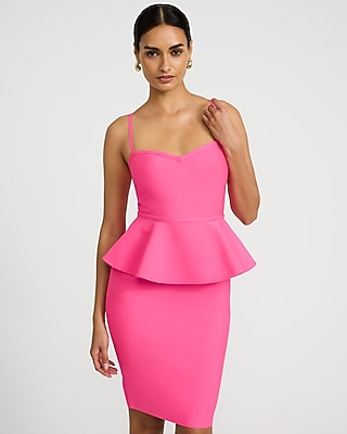 EXPRESS x bebe Sweetheart Peplum Bandage Midi Dress