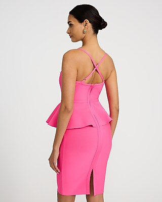 EXPRESS x bebe Sweetheart Peplum Bandage Midi Dress