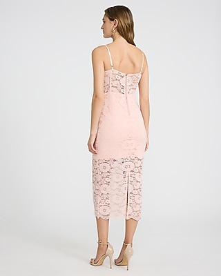 EXPRESS x bebe Lace Pieced Square Neck Corset Midi Dress