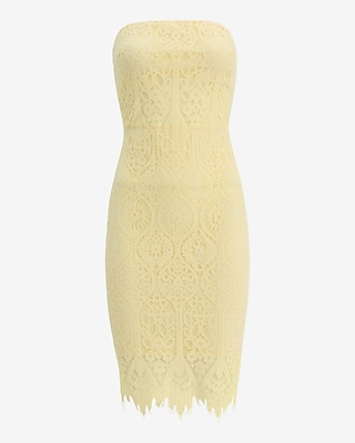 Lace Strapless Midi Sheath Dress