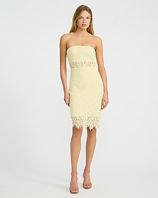 Lace Strapless Midi Sheath Dress