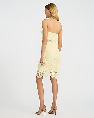 Lace Strapless Midi Sheath Dress