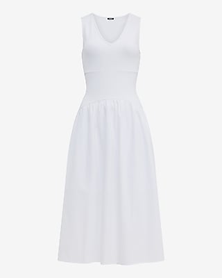 sachin and babi light blue dress Carolina K Malla Strapless Drop-waist Midi Dress In White