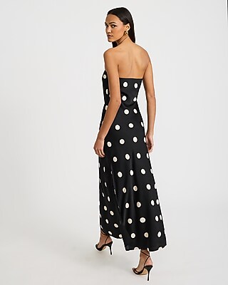 Printed Strapless Tie Back Maxi Dress