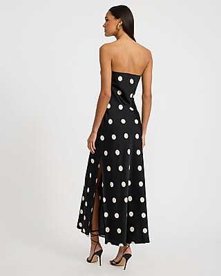 Printed Strapless Tie Back Maxi Dress