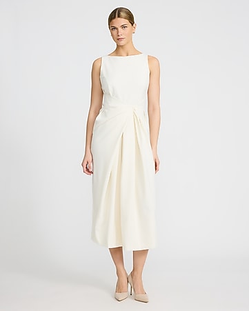 white dresses for pregnant women White / Ivory Ribbed Maternity Dress