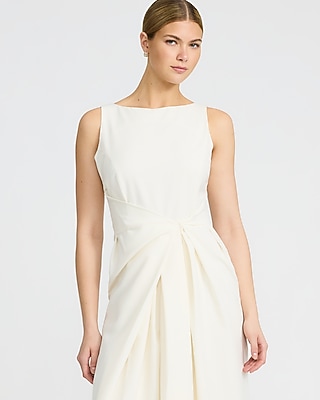 Crew Neck Sleeveless Gathered Front Midi Dress - image 2
