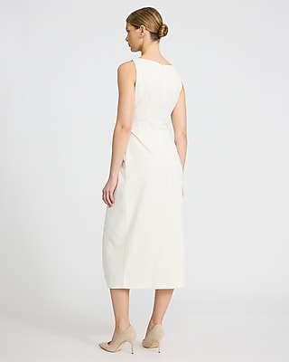 Crew Neck Sleeveless Gathered Front Midi Dress - image 3
