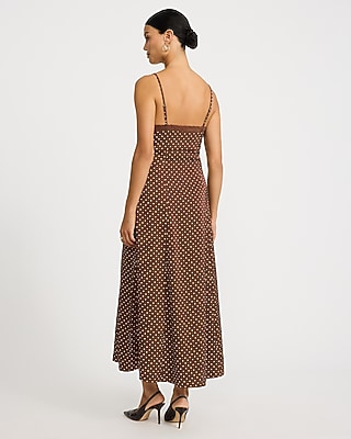 Lace Trim Polka Dot V-Neck Maxi Sheath Dress - thumbnail 8