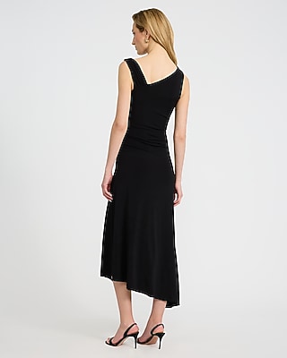 Express Women's Cowl Neck Hardware Asymmetrical Maxi Dress in Black Small