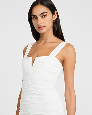 Mesh V-Bar Ruched Tiered Midi Sheath Dress - thumbnail 6