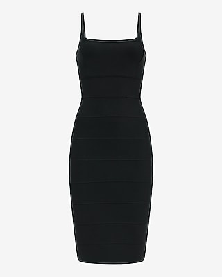 EXPRESS x bebe Square Neck Bandage Midi Sheath Dress