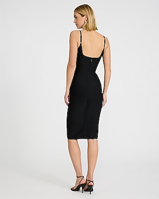 EXPRESS x bebe Square Neck Bandage Midi Sheath Dress