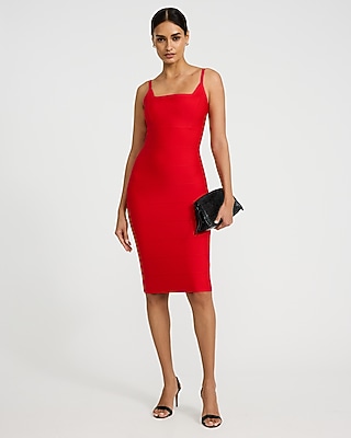 Express X Bebe Square Neck Bandage Midi Sheath Dress | Express
