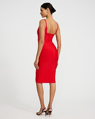 Express X Bebe Square Neck Bandage Midi Sheath Dress | Express