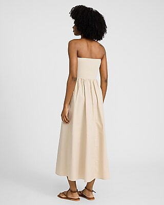 Mixed Media Sweetheart Strapless Twist Front Maxi Dress