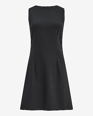Ponte Striped Crew Neck Sleeveless Mini Sheath Dress