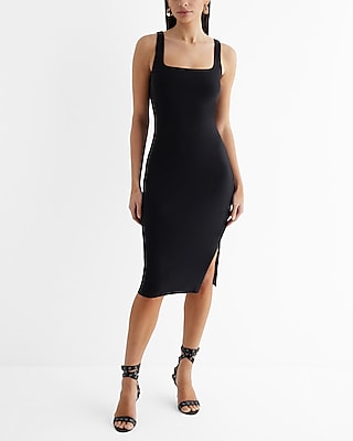 Express  Body Contour Built-In Shapewear Ruched Midi Dress in