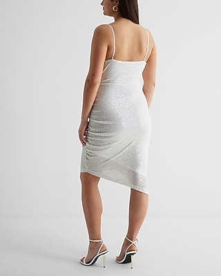 Sequin Cowl Neck Asymmetrical Hem Midi Dress