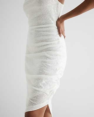 Sequin Cowl Neck Asymmetrical Hem Midi Dress