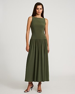 green emerald velvet dress Jacinda Drop Waist Maxi Dress
