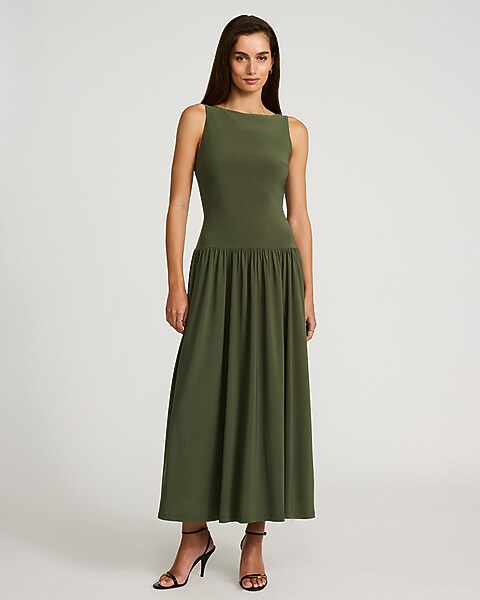 sachin and babi light blue dress Faux Two-Piece Taffeta Pleated Drop Waist Gown