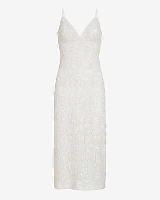 knee length dresses for ladies Kayleigh White Feather Sequin Midi Dress main image 0