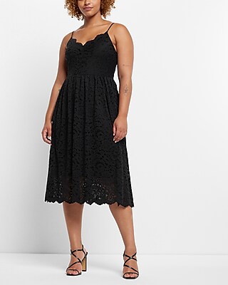 Lace V-Neck Midi Dress