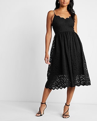 Lace V-Neck Midi Dress