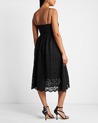 Lace V-Neck Midi Dress