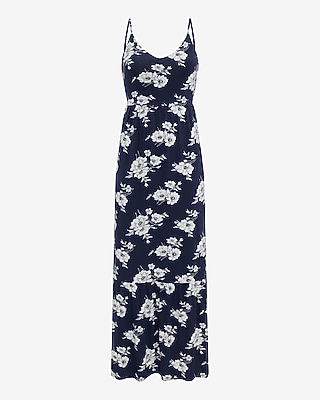 Floral V-Neck Sleeveless Open Smocked Back Maxi Dress