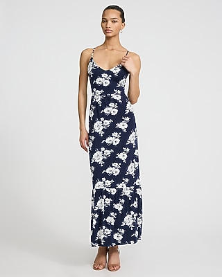 Floral V-Neck Sleeveless Open Smocked Back Maxi Dress