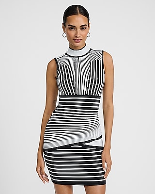ワンピース Striped Cotton Sleeveless Dress Poplin Striped Sleeveless Smocked Tiered Maxi Dress | Express