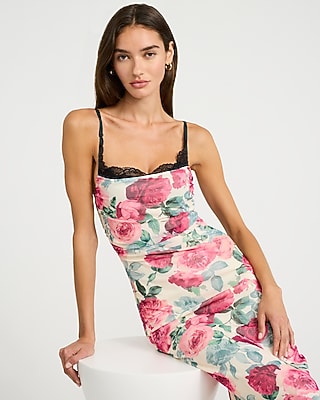 Peekaboo Lace Floral Mesh Maxi Sheath Dress - thumbnail 4