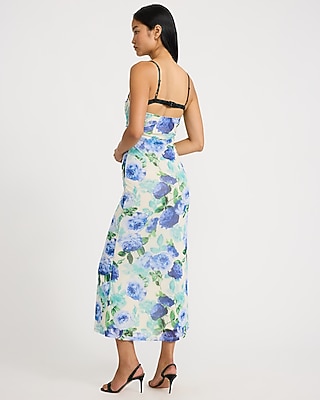 Peekaboo Lace Floral Mesh Maxi Sheath Dress - thumbnail 3