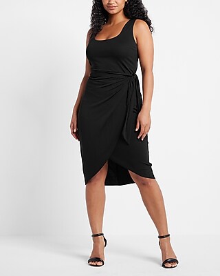 express black wrap dress Black Wrap-Style Sleeveless Dress main image 0