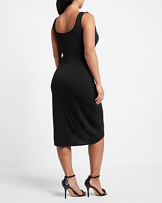 Body Contour Wrap Front Tie Waist Midi Dress With Built-in Shapewear |  Express