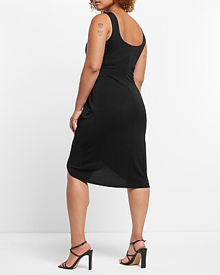 Body Contour Wrap Front Tie Waist Midi Dress With Built-in Shapewear |  Express