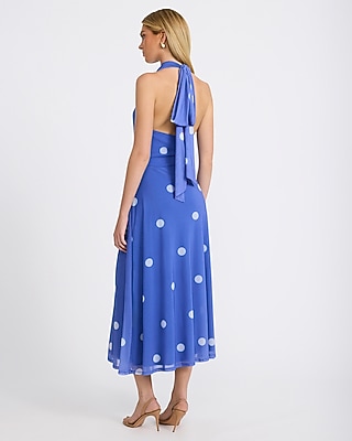 halter polka dot dress Mesh Cowl Neck Maxi Web Collection: Over 200